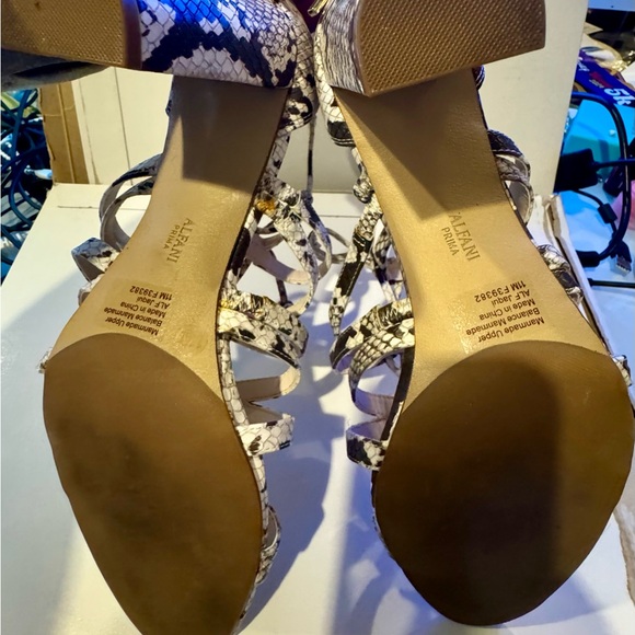 Alafani Prima Snakeskin Strappy Stack Heels - Picture 3 of 3